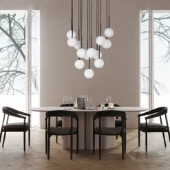 Lampa wisząca MARTIN czarna klosz biały 13xG9