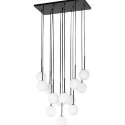 Lampa wisząca MARTIN czarna klosz biały 13xG9