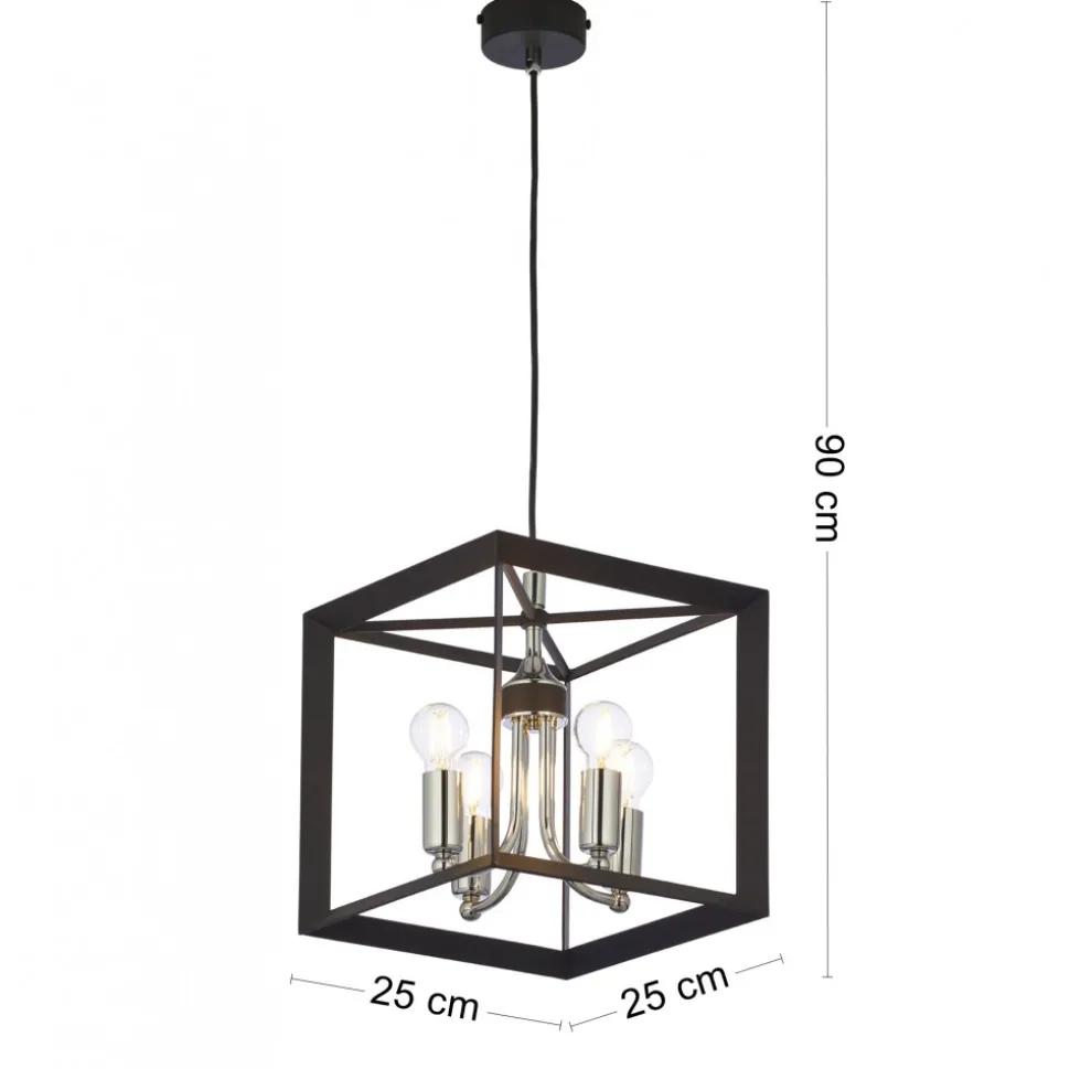 Lampa Wisząca MAY Czarny Srebrny 4xE14