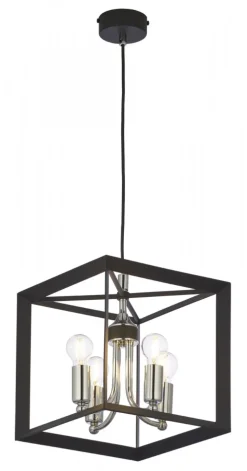Lampa Wisząca MAY Czarny Srebrny 4xE14