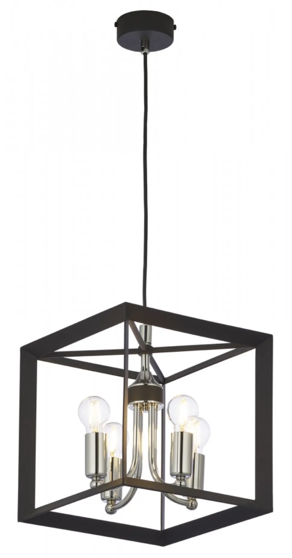 Lampa Wisząca MAY Czarny Srebrny 4xE14