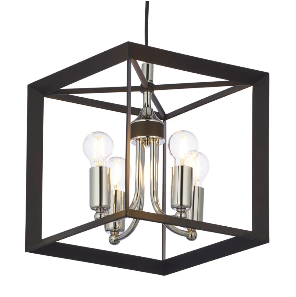 Lampa Wisząca MAY Czarny Srebrny 4xE14