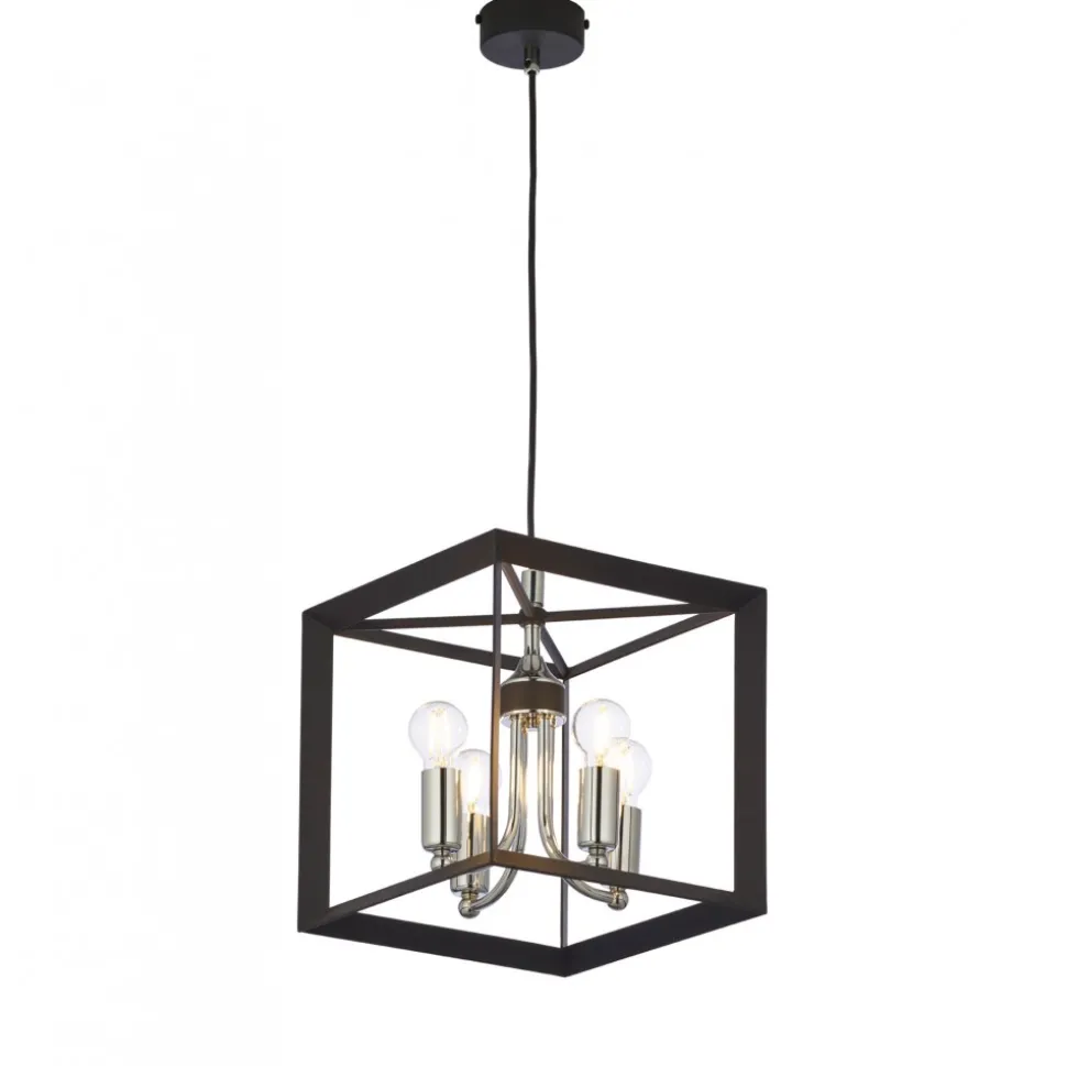 Lampa Wisząca MAY Czarny Srebrny 4xE14