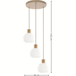 Lampa wisząca MELIA sabia beżowa klosz biały 3xE27