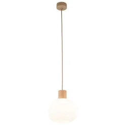 Lampa wisząca MELIA sabia beżowa klosz biały 1xE27