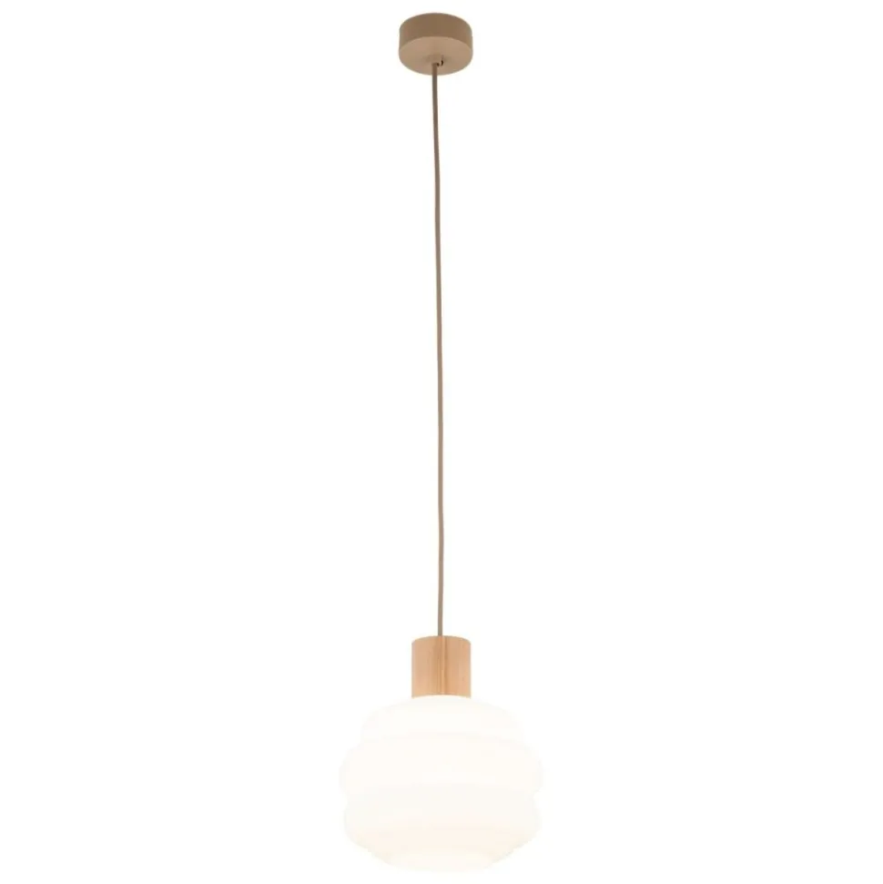 Lampa wisząca MELIA sabia beżowa klosz biały 1xE27