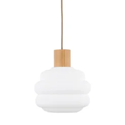 Lampa wisząca MELIA sabia beżowa klosz biały 1xE27