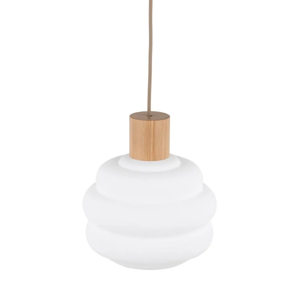Lampa wisząca MELIA sabia beżowa klosz biały 1xE27