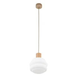 Lampa wisząca MELIA sabia beżowa klosz biały 1xE27