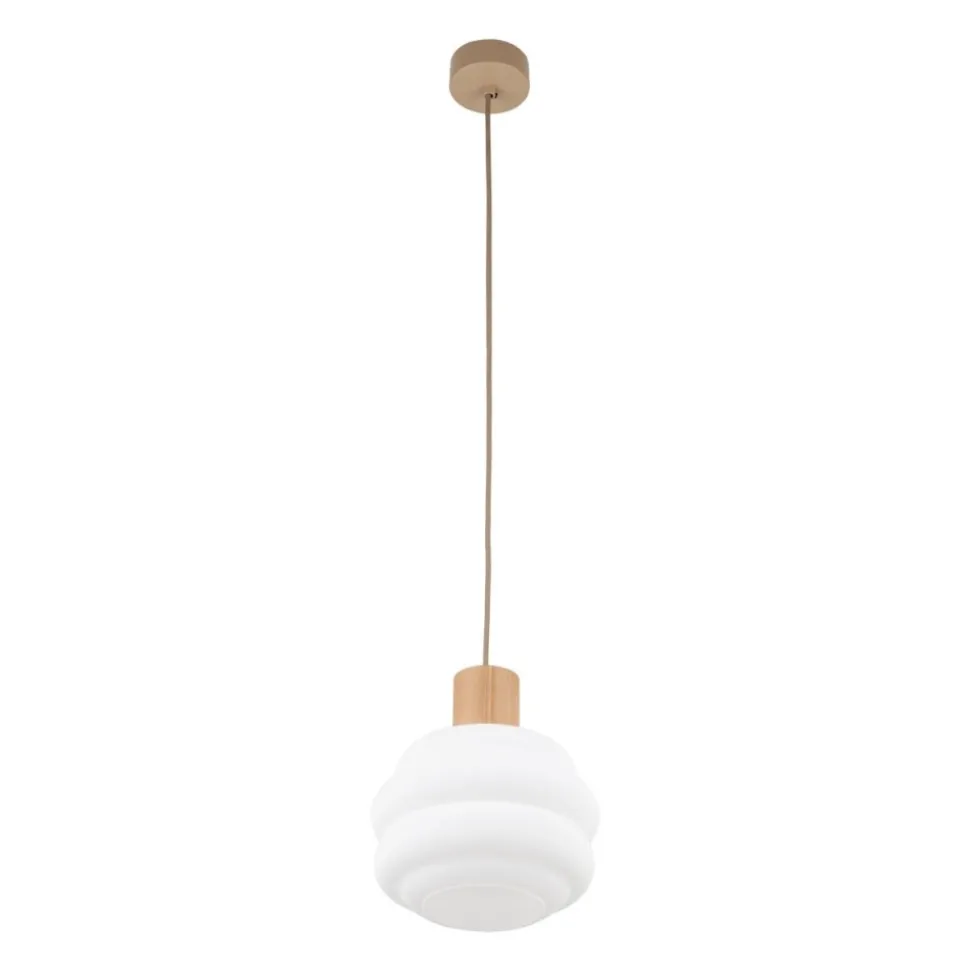 Lampa wisząca MELIA sabia beżowa klosz biały 1xE27
