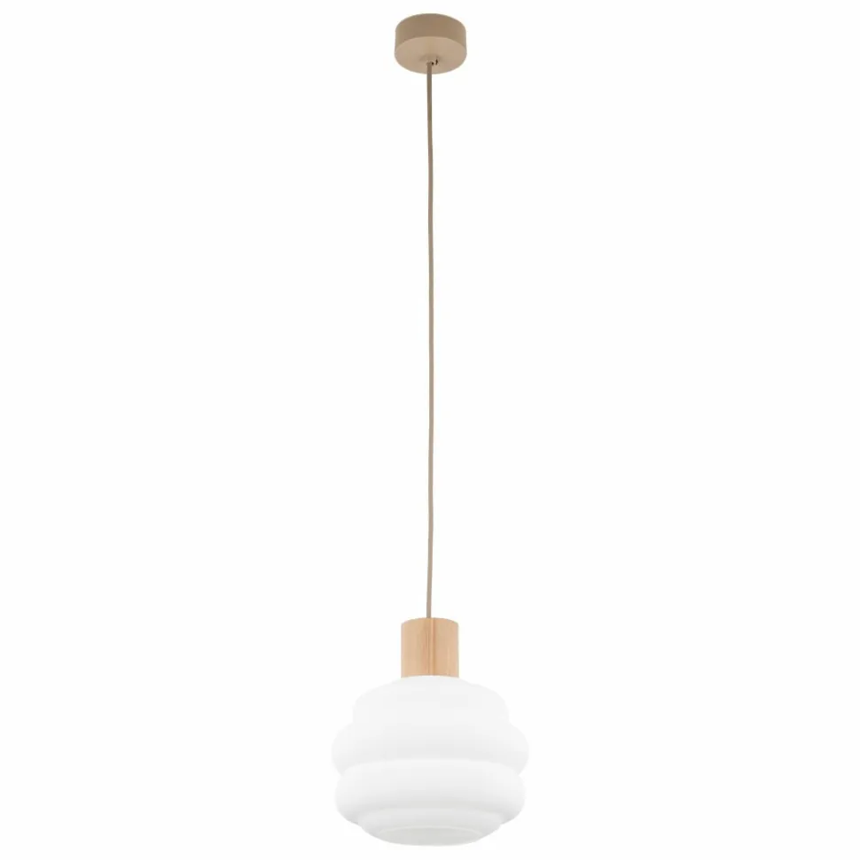 Lampa wisząca MELIA sabia beżowa klosz biały 1xE27