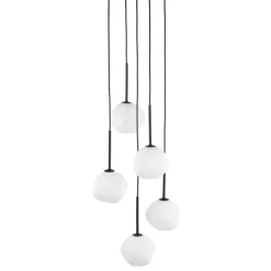 Lampa wisząca MISTY czarna klosz biały 5xG9