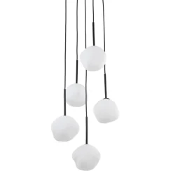 Lampa wisząca MISTY czarna klosz biały 5xG9