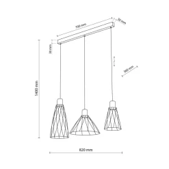 Lampa wisząca MODESTO czarna 3xGU10