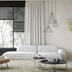 Lampa wisząca MODESTO WOOD czarna sosna 3xGU10 koło