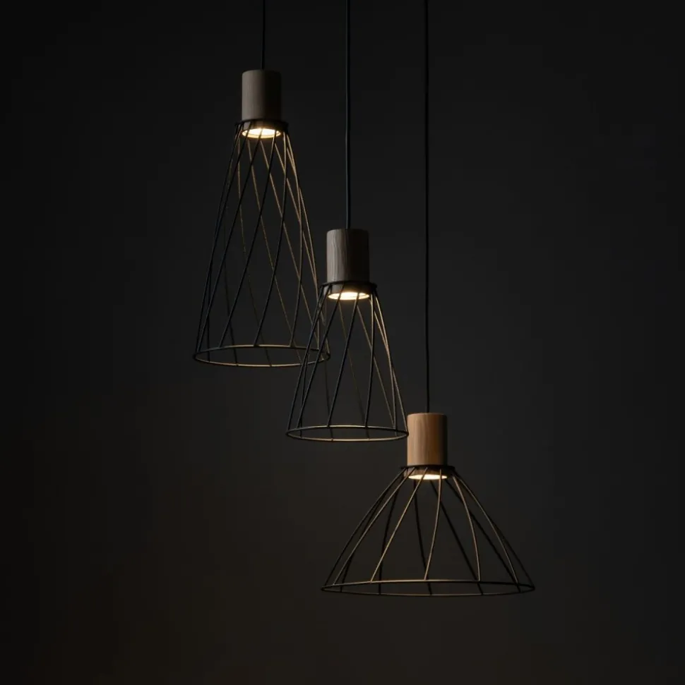 Lampa wisząca MODESTO WOOD czarna sosna 3xGU10 koło
