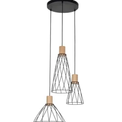 Lampa wisząca MODESTO WOOD czarna sosna 3xGU10 koło