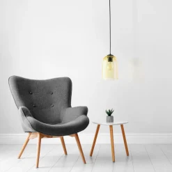 Lampa wisząca MOLLY czarna klosz żołty 1xE27