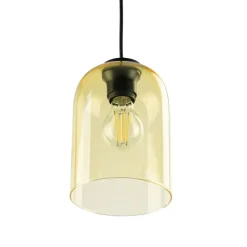 Lampa wisząca MOLLY czarna klosz żołty 1xE27