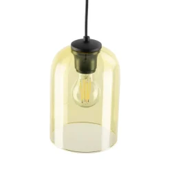 Lampa wisząca MOLLY czarna klosz żołty 1xE27