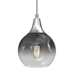 Lampa Wisząca MONTE Srebrny Szklany Klosz 1xE27 15cm