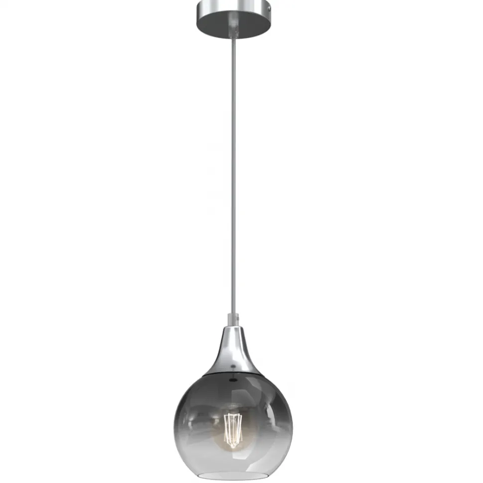 Lampa Wisząca MONTE Srebrny Szklany Klosz 1xE27 15cm