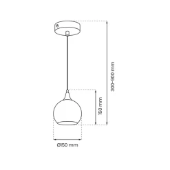 Lampa Wisząca MONTE Srebrny Szklany Klosz 1xE27 15cm