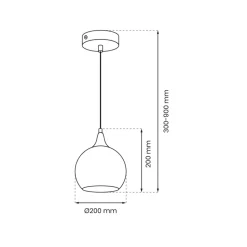 Lampa Wisząca MONTE Srebrny Szklany Klosz 1xE27 20cm