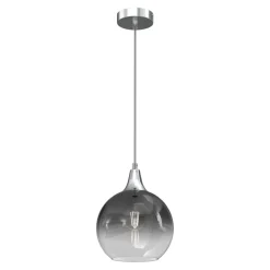 Lampa Wisząca MONTE Srebrny Szklany Klosz 1xE27 20cm