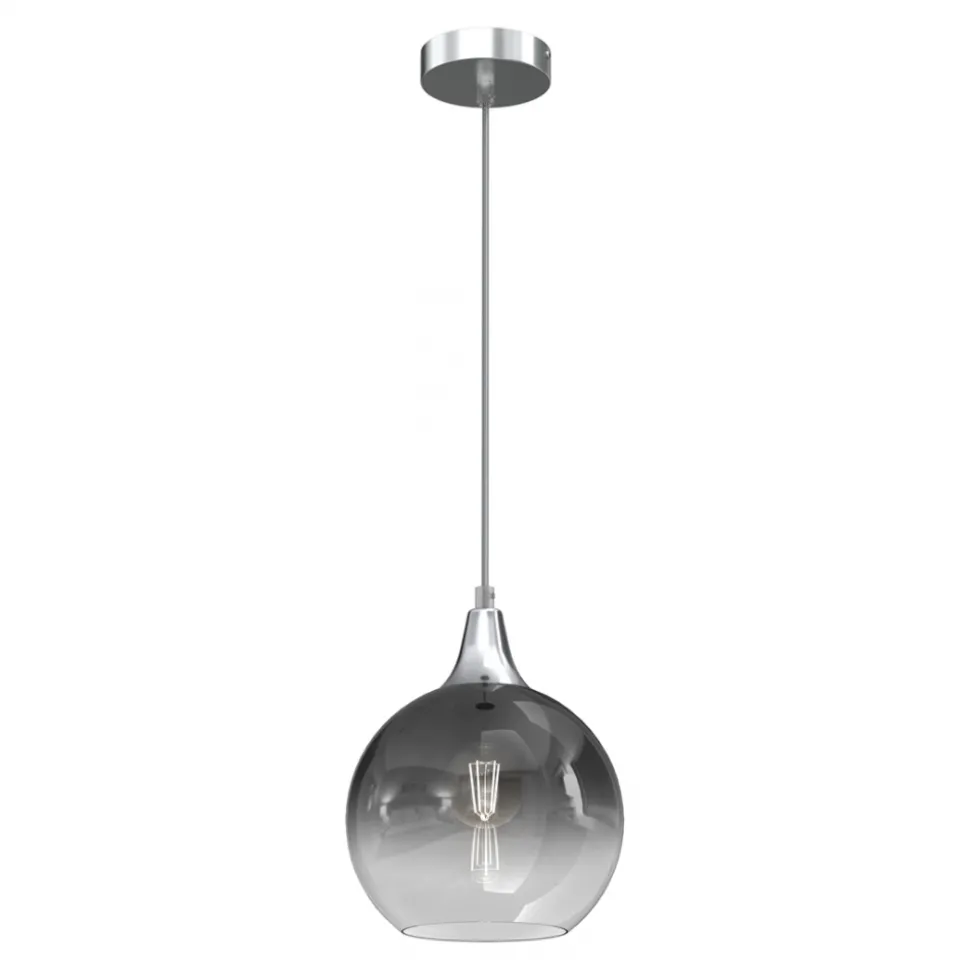 Lampa Wisząca MONTE Srebrny Szklany Klosz 1xE27 20cm