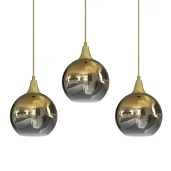 Lampa Wisząca MONTE Złoty Szklane Klosze 3xE27