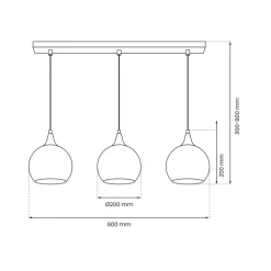Lampa Wisząca MONTE Złoty Szklane Klosze 3xE27