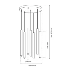 Lampa Wisząca MONZA Czarny Złoty 7xG9