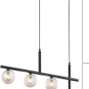 Lampa Wisząca NEPTUN Czarny Bursztynowy Szklane Klosze 3xG9