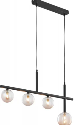 Lampa Wisząca NEPTUN Czarny Bursztynowy Szklane Klosze 3xG9