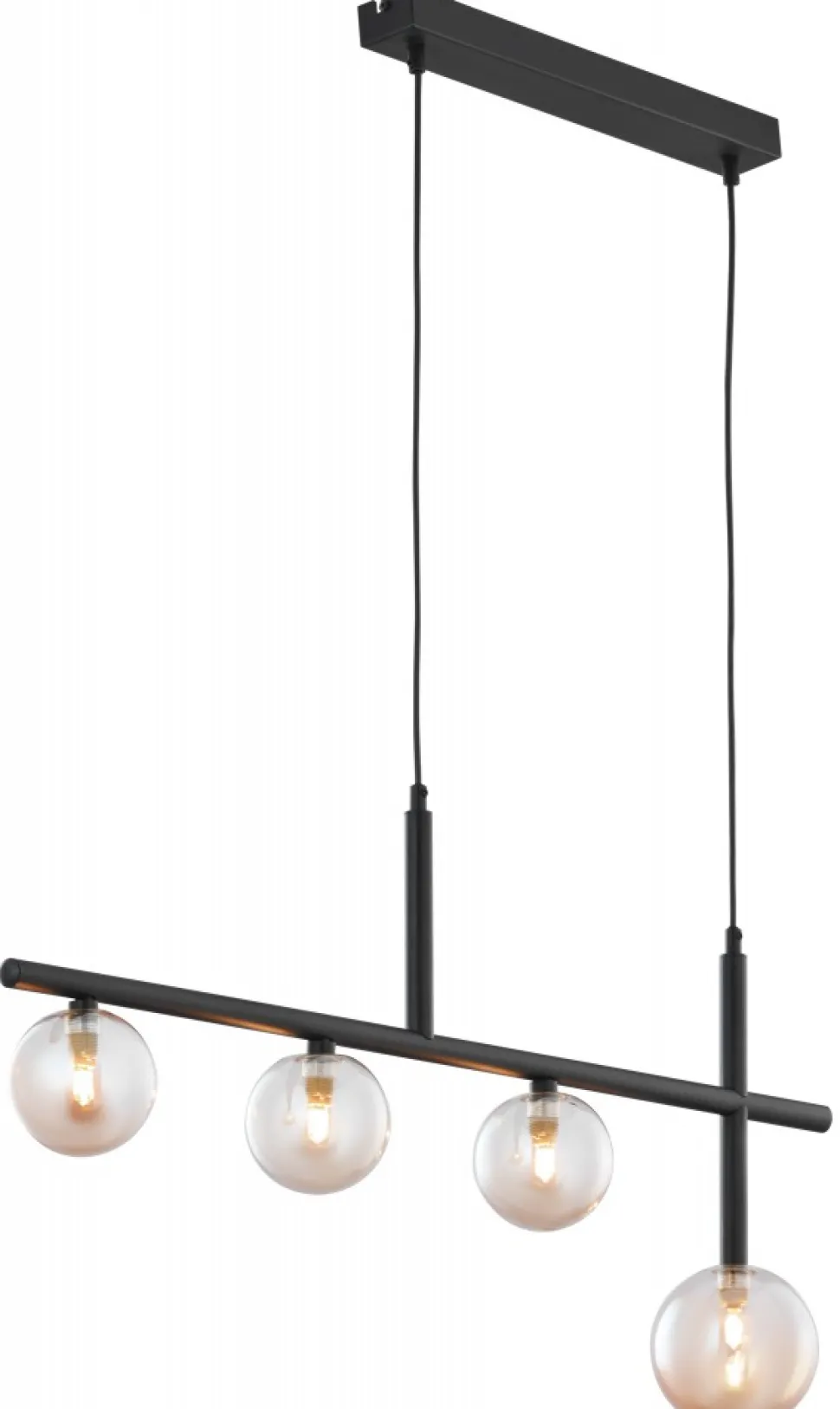 Lampa Wisząca NEPTUN Czarny Bursztynowy Szklane Klosze 3xG9