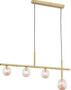 Lampa Wisząca NEPTUN Złoty Szklane Klosze 3xG9
