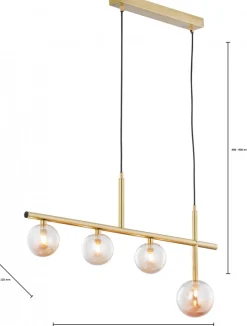 Lampa Wisząca NEPTUN Złoty Szklane Klosze 3xG9