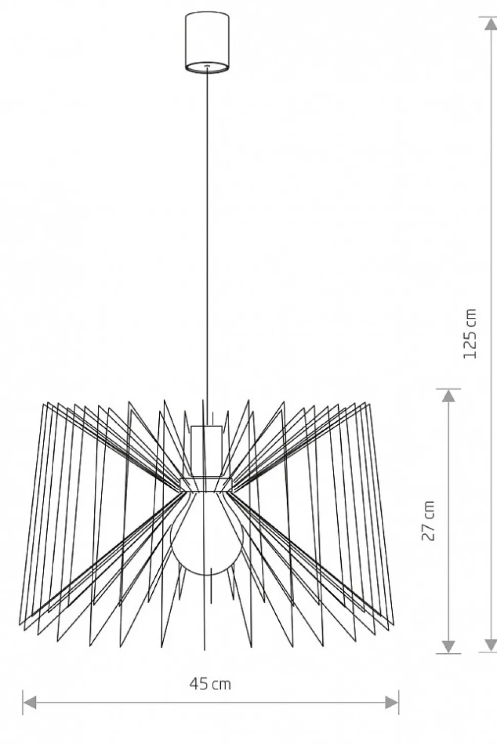 Lampa Wisząca NESS Czarny Metalowy Klosz 1xE27 45cm