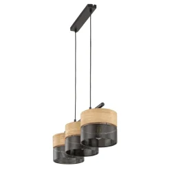 Lampa Wisząca NICOL Czarny Brązowy Abażury 3xE27
