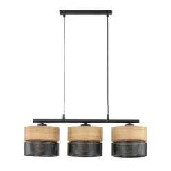 Lampa Wisząca NICOL Czarny Brązowy Abażury 3xE27