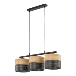 Lampa Wisząca NICOL Czarny Brązowy Abażury 3xE27
