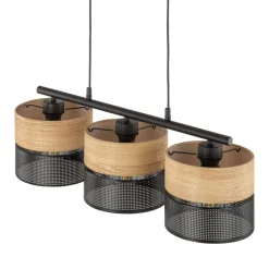 Lampa Wisząca NICOL Czarny Brązowy Abażury 3xE27