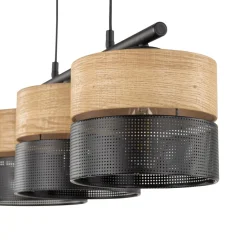 Lampa Wisząca NICOL Czarny Brązowy Abażury 3xE27