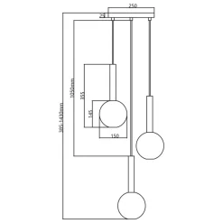 Lampa Wisząca NIKO Czarny Transparentny Szklane Klosze 3xG9