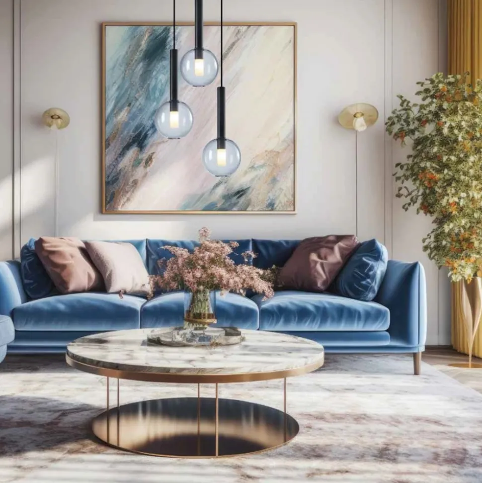 Lampa Wisząca NIKO Czarny Transparentny Szklane Klosze 3xG9