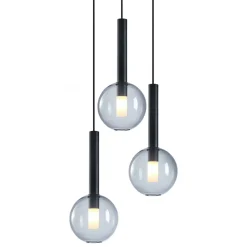Lampa Wisząca NIKO Czarny Transparentny Szklane Klosze 3xG9