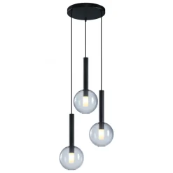 Lampa Wisząca NIKO Czarny Transparentny Szklane Klosze 3xG9