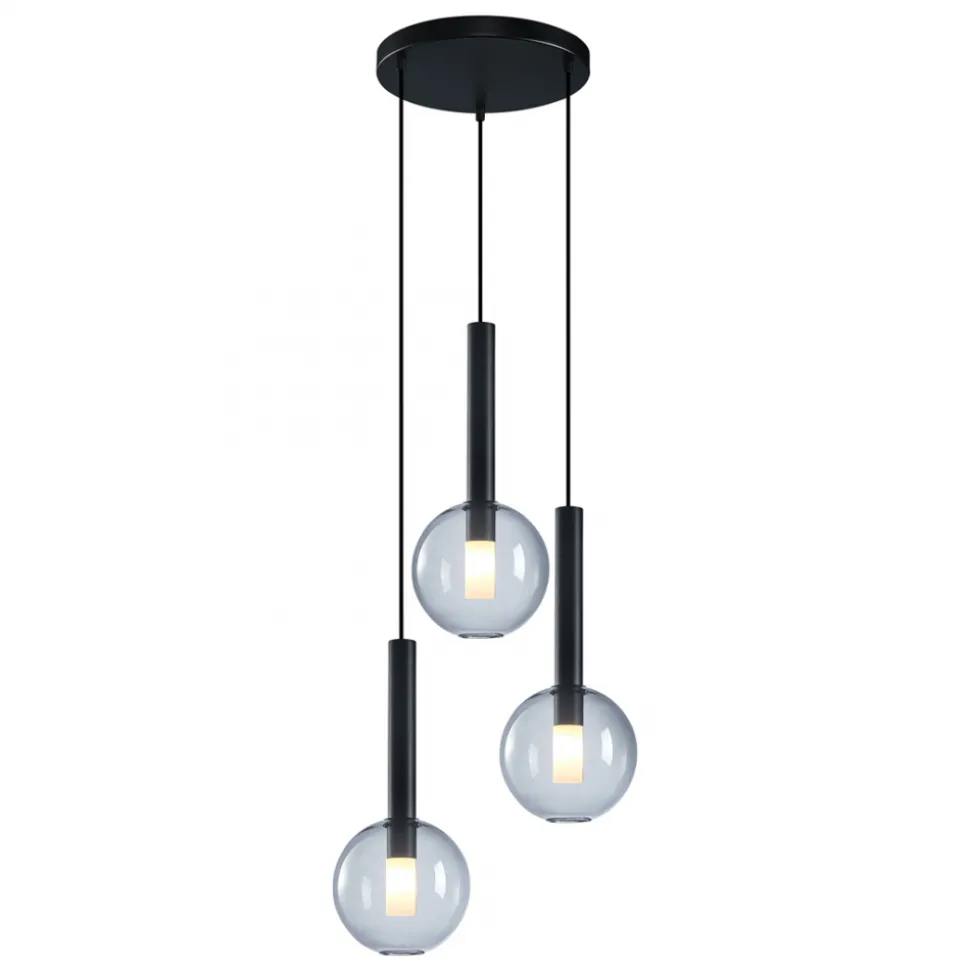Lampa Wisząca NIKO Czarny Transparentny Szklane Klosze 3xG9