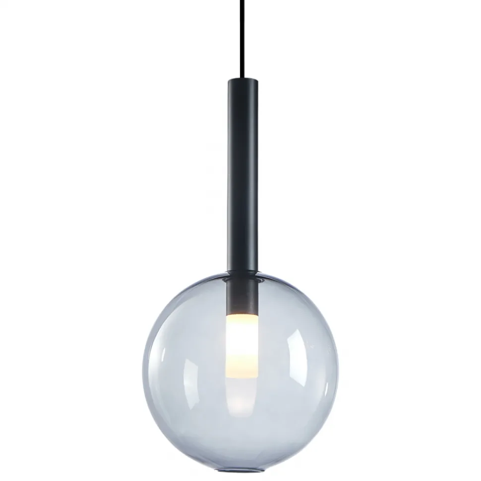 Lampa Wisząca NIKO Czarny Transparentny Szklany Klosz 1xG9 20cm